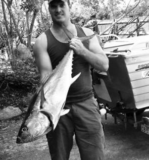 The author with a longtail tuna caught in the Pearl Channel using a 3